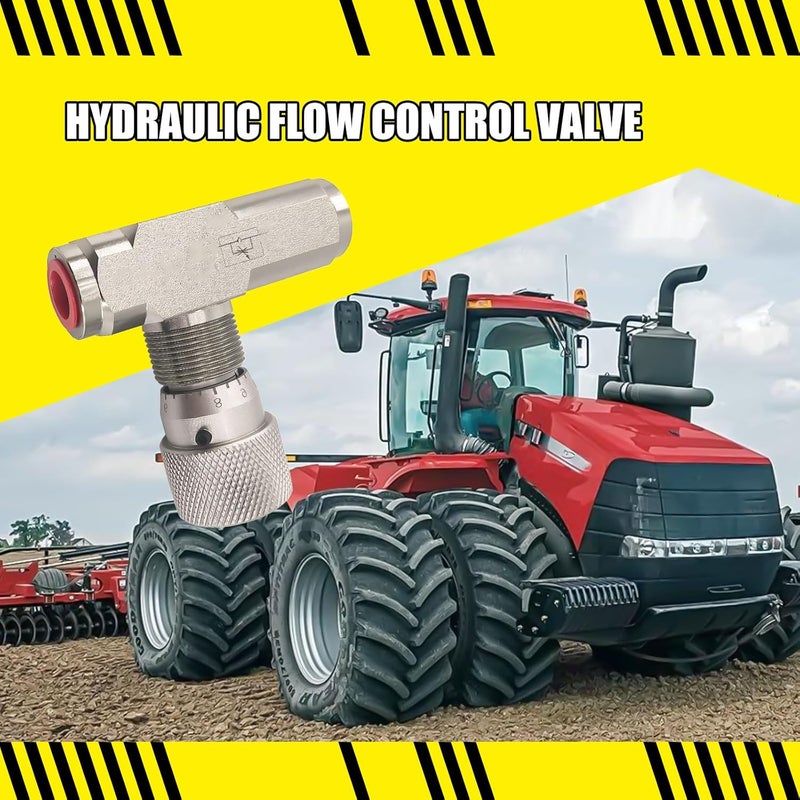 LOSTAR 1/2" NPT Straight Flow Control Needle Valve for Hydraulic System, Heavy-Duty Carbon Steel Pressure Connection Fittings with Adjustable Variable Knob - Image 3